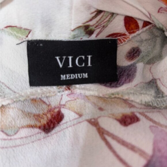 Vici Women’s Medium Multicolour Floral Blouse Top Shirt with Tie Buttons - Picture 2 of 10